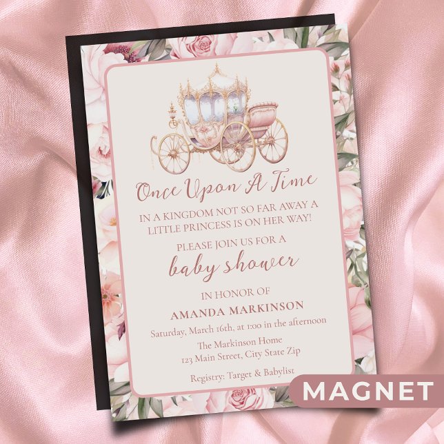 Once Upon a Time Pink Princess Baby Shower Magnetic Invitation (Creator Uploaded)