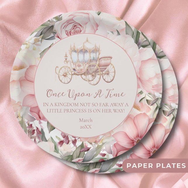 Once Upon a Time Pink Princess Baby Shower Paper Plate (Creator Uploaded)