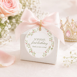 Once Upon a Time Pink Princess Floral Coquette 1st Favour Tags