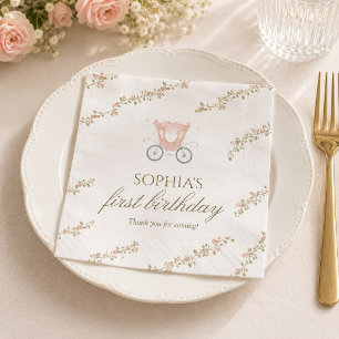 Once Upon a Time Pink Princess Floral Coquette 1st Napkin