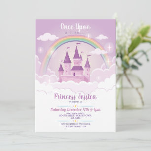 Once Upon a Time Princess Birthday Castle Purple Invitation