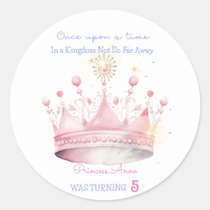Once upon a time, Princess Birthday Classic Round Sticker