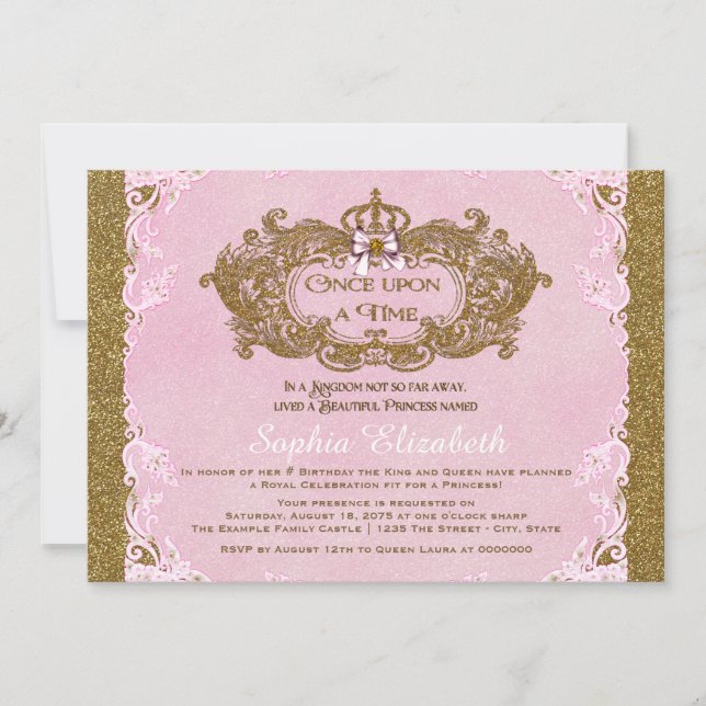 Once Upon a Time Princess Birthday Invitation (Front)