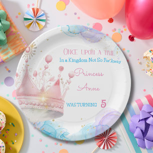 Once upon a time, Princess Birthday  Paper Plate