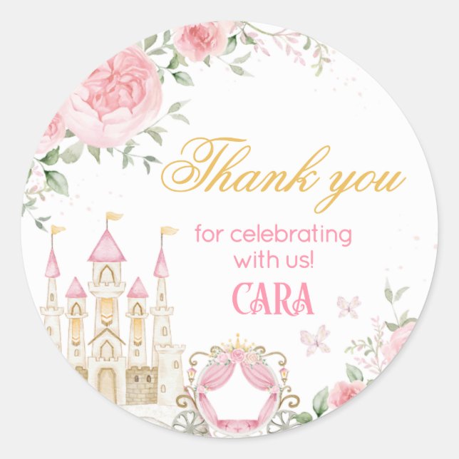 Once Upon a Time Princess Birthday Party Classic Round Sticker (Front)