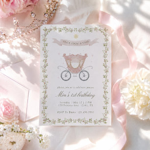 Once Upon a Time Princess Carriage 1st birthday Invitation