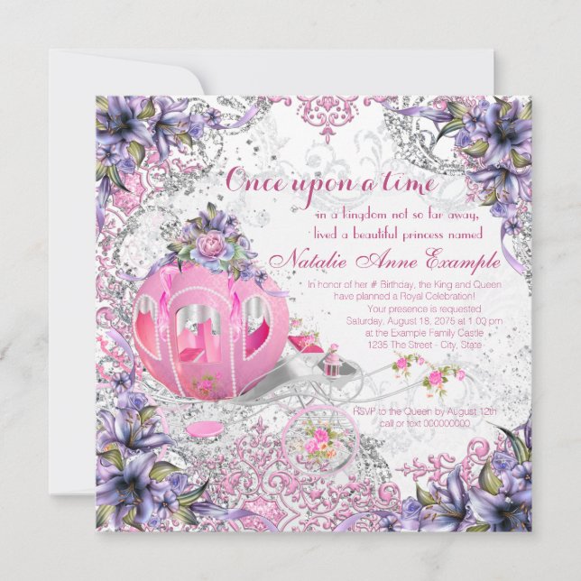 Once Upon a Time Princess Fairy Tale Birthday Invitation (Front)
