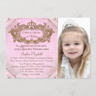 Once Upon a Time Princess Photo Birthday Party Invitation