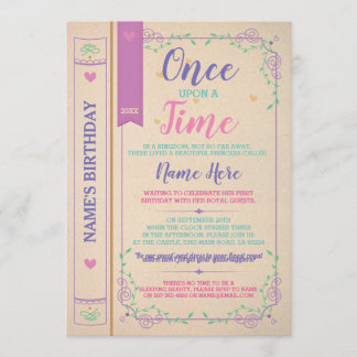 Once Upon A Time Story Tale Book Birthday Invites