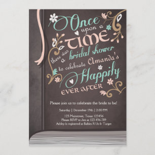 Once Upon a Time Storybook Bridal shower Pink Invitation
