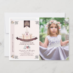 Once Upon A Time Storybook Pink Photo Birthday Invitation