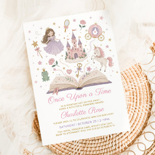 Once Upon a Time Storybook Princess Birthday Invitation