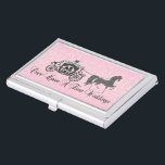 Once Upon A Time Wedding Horse & Carriage Business Card Holder<br><div class="desc">Elegant pink black and white floral damasks with wedding horse and carriage,  business card holder template</div>