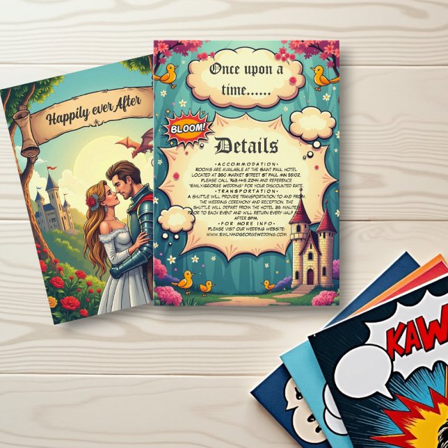 Once Upon A Time Woodland Castle Fairytale Wedding Enclosure Card (Creator Uploaded)