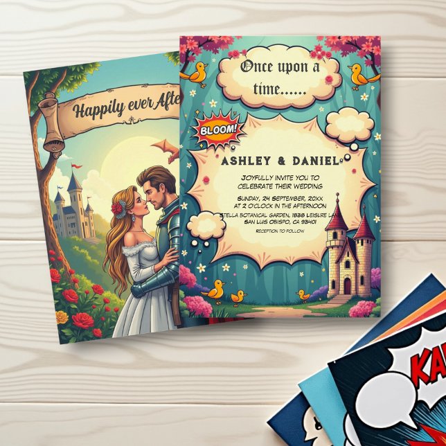 Once Upon A Time Woodland Castle Fairytale Wedding Invitation (Creator Uploaded)