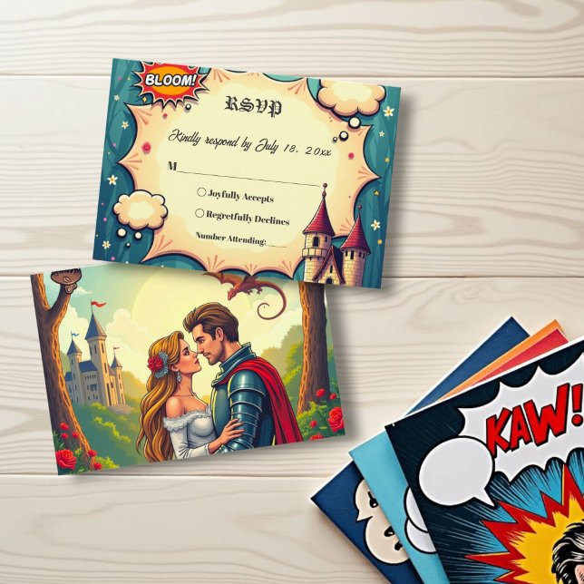 Once Upon A Time Woodland Castle Fairytale Wedding RSVP Card (Creator Uploaded)