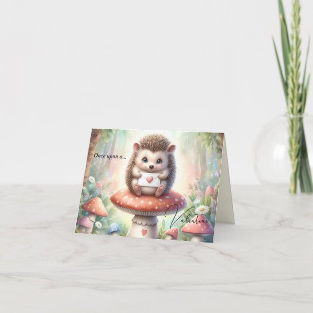 Once Upon a Valentine Hedgehog Card (Front)
