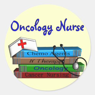 Oncolgoy Nurse "Books" Design Classic Round Sticker