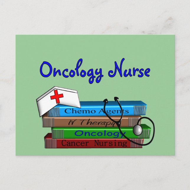 Oncolgoy Nurse "Books" Design Postcard (Front)