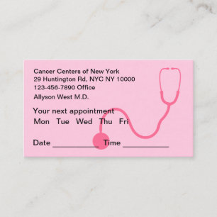 Oncologist Patient Appointment Business Cards