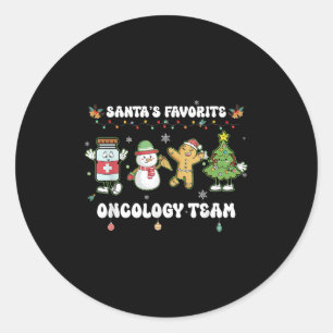Oncology Christmas Crew Chemotherapy Nurse Techs N Classic Round Sticker