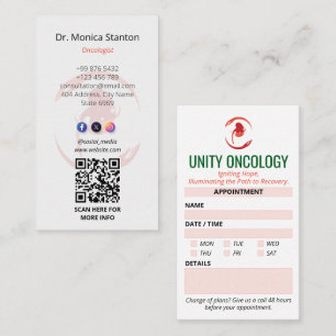 Oncology Clinic Business   Simple Appointment Card