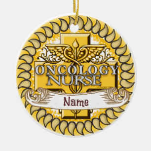 Oncology Nurse Caduceus Ceramic Tree Decoration