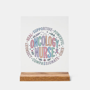 Oncology Nurse Circle Quote Floral Shirt Design_1 Acrylic Sign