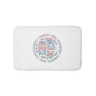 Oncology Nurse Circle Quote Floral Shirt Design_1 Bath Mat