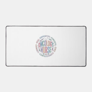 Oncology Nurse Circle Quote Floral Shirt Design_1 Desk Mat