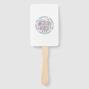 Oncology Nurse Circle Quote Floral Shirt Design_1 Hand Fan
