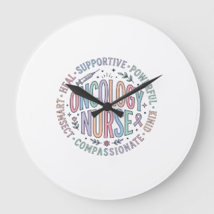 Oncology Nurse Circle Quote Floral Shirt Design_1 Large Clock
