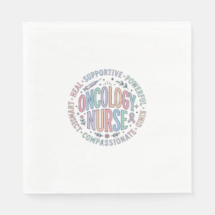Oncology Nurse Circle Quote Floral Shirt Design_1 Napkin