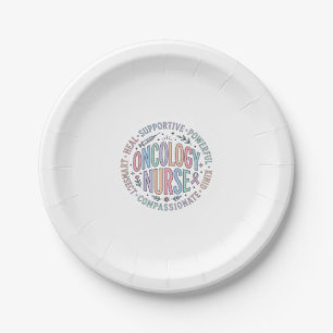 Oncology Nurse Circle Quote Floral Shirt Design_1 Paper Plate
