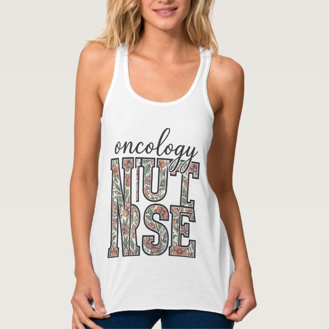 Oncology Nurse Floral Vintage Singlet (Front)