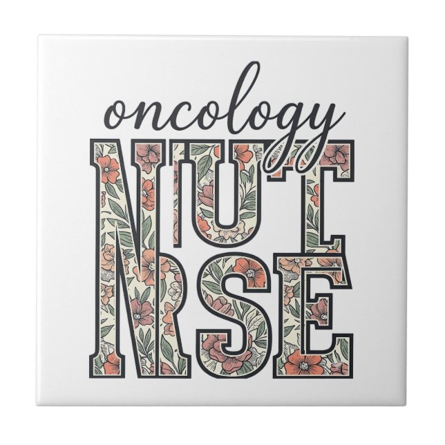 Oncology Nurse Floral Vintage Tile (Front)