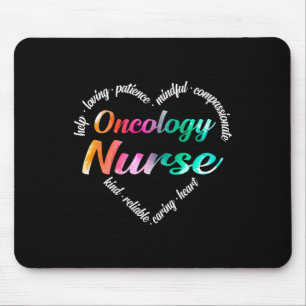 Oncology Nurse Heart Word Cloud Watercolor Rainbow Mouse Pad