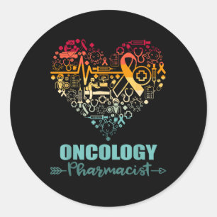 Oncology Pharmacist Heart Funny Vintage Oncology Classic Round Sticker