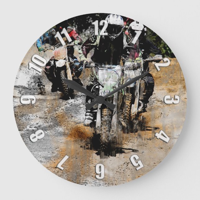 Oncoming! - Motocross Racer Large Clock (Front)