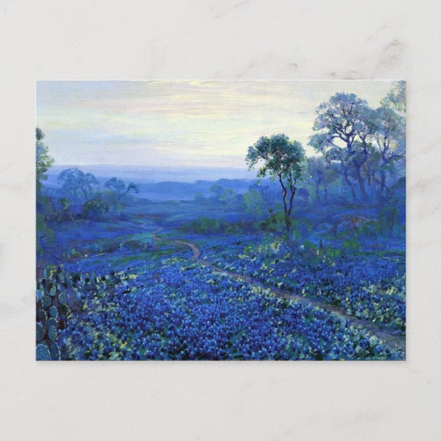Onderdonk - Bluebonnet landscape with Cacti, Road, Postcard (Front)
