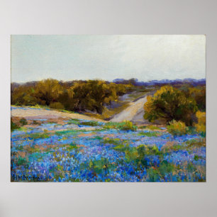Onderdonk - Bluebonnets At Late Afternoon Poster