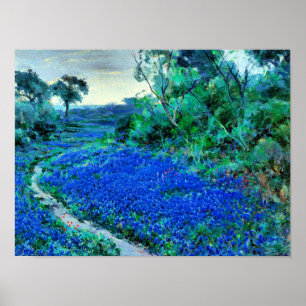 Onderdonk - Bluebonnets in the Misty Morning Poster