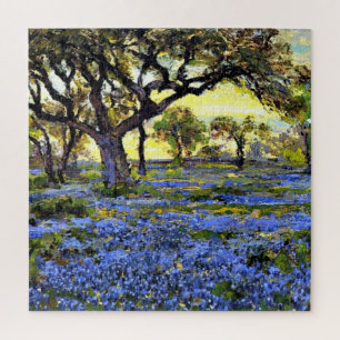 Onderdonk - Old Live Oak Tree and Bluebonnets Jigsaw Puzzle