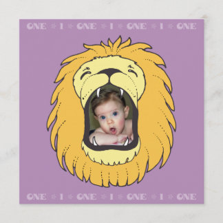 One 1 Birthday Lion Personalised Birthday Invite