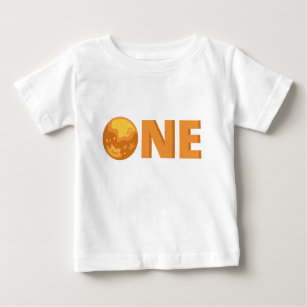 One 1st Birthday with Orange Planet  Baby T-Shirt