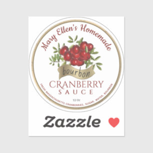 One 2" Gold Banner Bourbon Cranberry Sauce Label