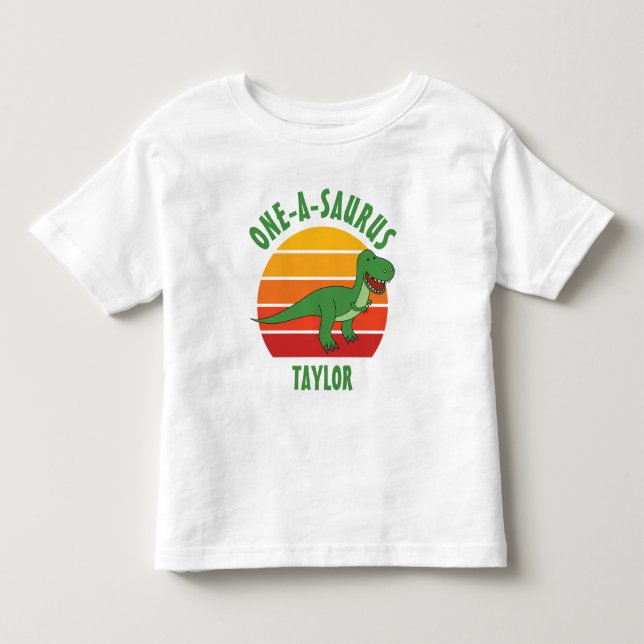 One-A-Saurus 1st Birthday Dinosaur Gender Neutral Toddler T-Shirt (Front)