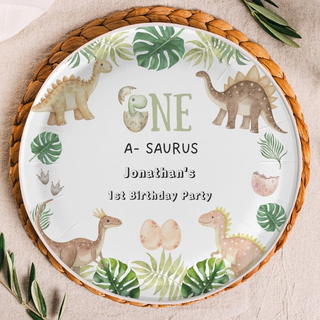 One a Saurus 1st Birthday Paper Plate (Creator Uploaded)