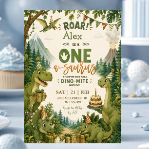One-a-saurus dino birthday Invitation