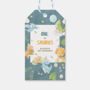 One-A-Saurus Dinosaur 1st Birthday Party Gift Tags